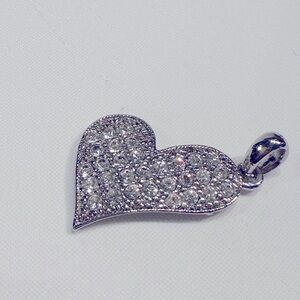 Silver bling heart charm